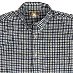 Duluth Trading Co. Mens Blue Plaid‎ Short Sleeve Button Up Casual Shirt